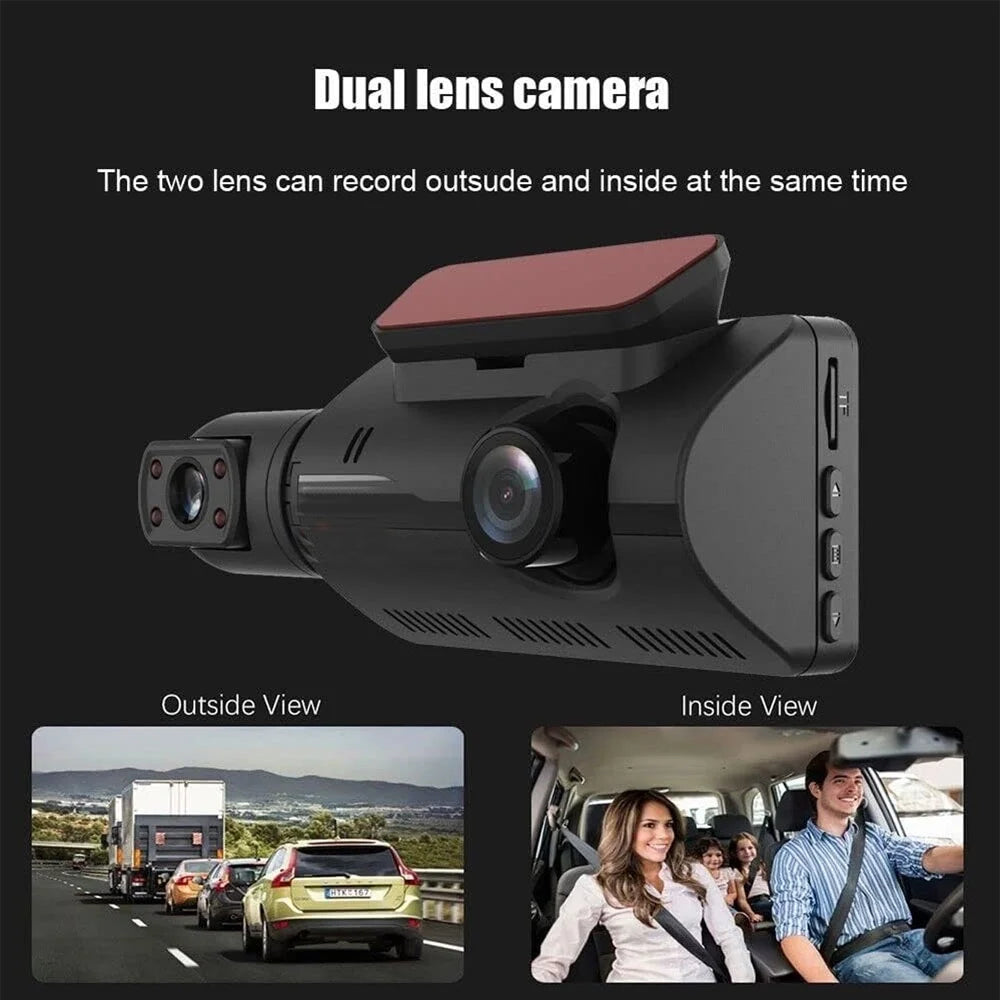 Revolutionary Dual Lens Dash Camera: 1080P Front and Interior Car Surveillance with Night Vision, G-Sensor, and Loop Recording!
