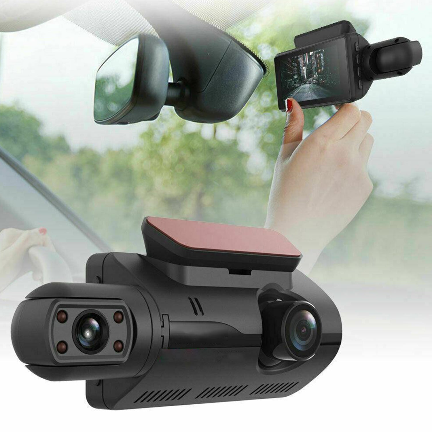 Revolutionary Dual Lens Dash Camera: 1080P Front and Interior Car Surveillance with Night Vision, G-Sensor, and Loop Recording!