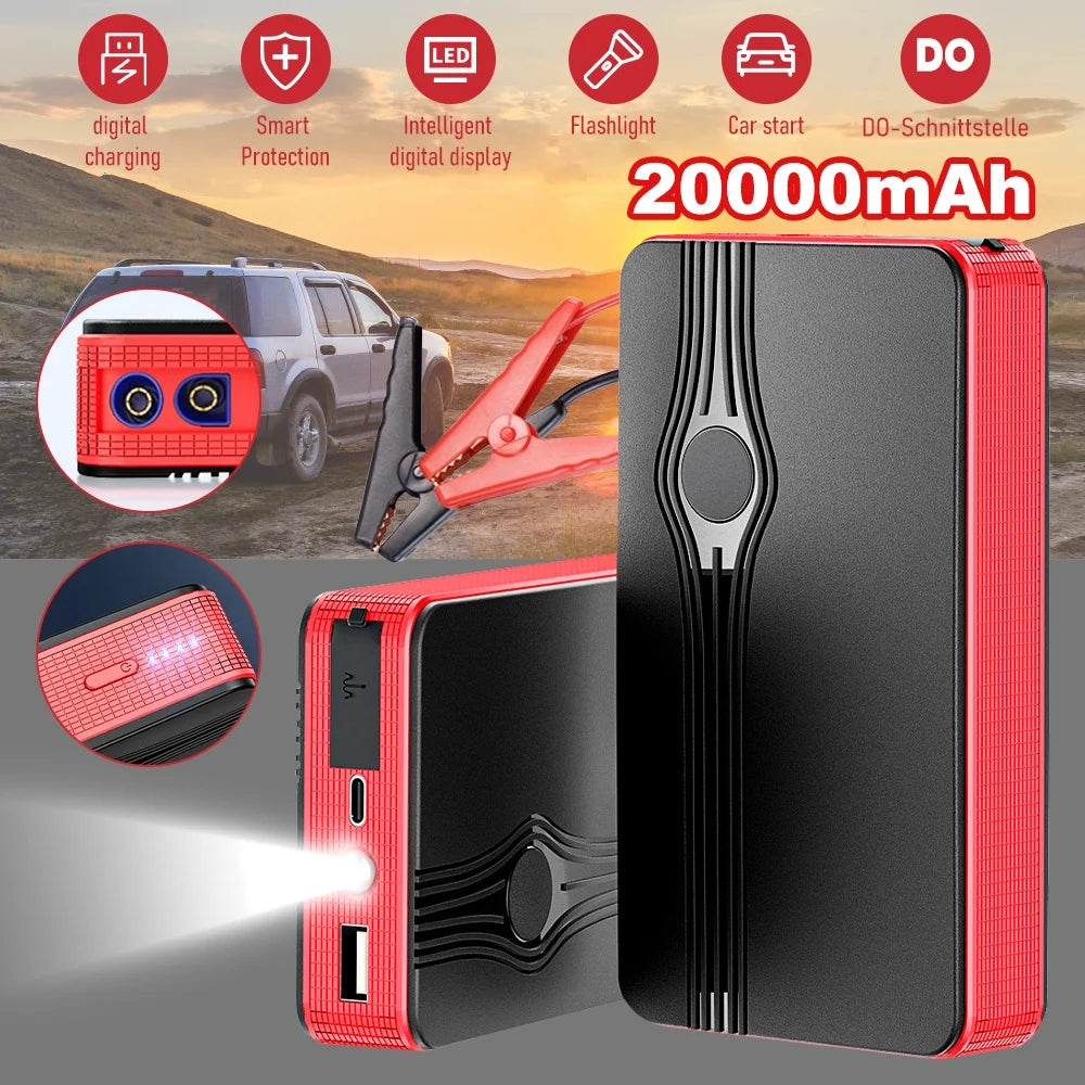 Power Up Your Journey: 300A Peak 20000mAh Battery Jump Starter with LED Light for 12V Vehicles