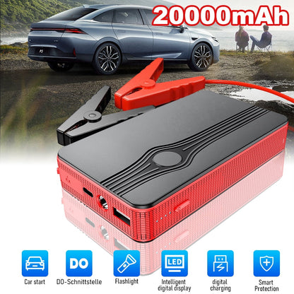 Power Up Your Journey: 300A Peak 20000mAh Battery Jump Starter with LED Light for 12V Vehicles