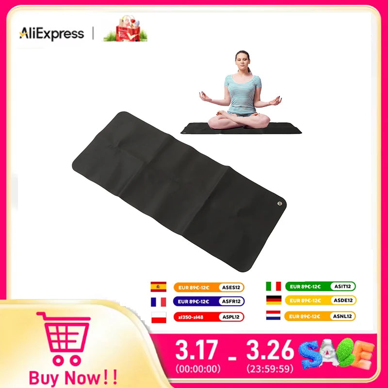 Large Black Earthing Grounding Mat Sore Foot Therapy Relieving Anxiety Grounding Sleep