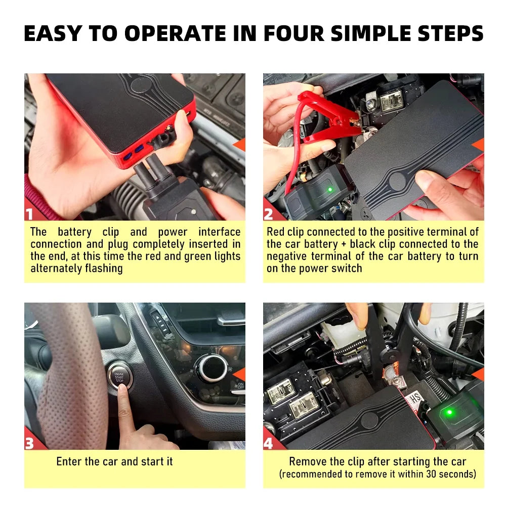 Power Up Your Journey: 300A Peak 20000mAh Battery Jump Starter with LED Light for 12V Vehicles