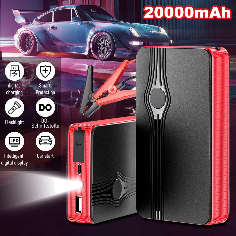 Power Up Your Journey: 300A Peak 20000mAh Battery Jump Starter with LED Light for 12V Vehicles